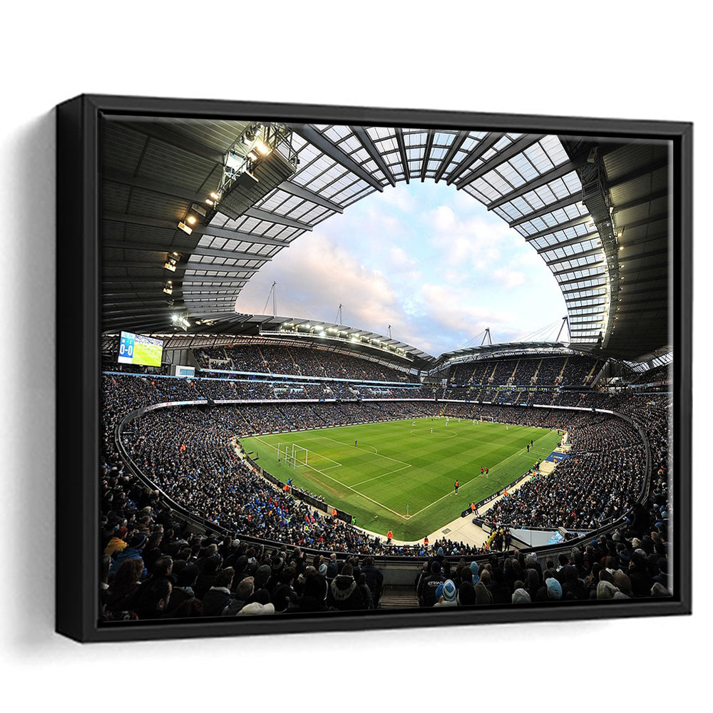 City of Manchester Stadium, Stadium Canvas, Sport Art, Framed Canvas Print Wall Art, Floating Frame