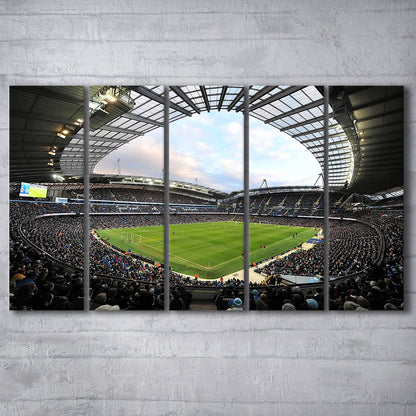 City of Manchester Stadium, Stadium Canvas, Sport Art, 5 Panel B, Extra Large Canvas, Canvas Print Wall Art