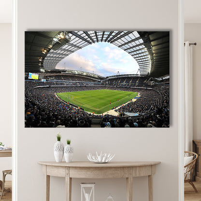City of Manchester Stadium, Stadium Canvas, Sport Art, Gift for him, Man Cave Decor, Art Print, Canvas Print Wall Art