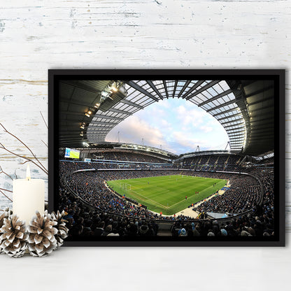 City of Manchester Stadium, Stadium Canvas, Sport Art, Framed Canvas Print Wall Art, Floating Frame