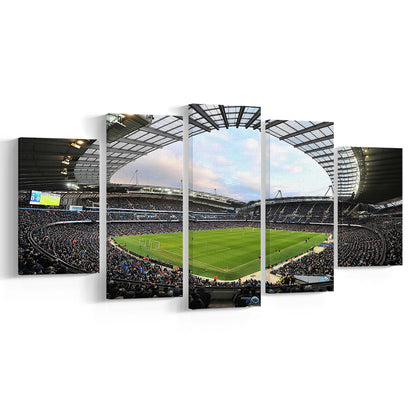 City of Manchester Stadium, Stadium Canvas, Sport Art, Gift for him, 5 Panel, Large Canvas, Canvas Print Wall Art