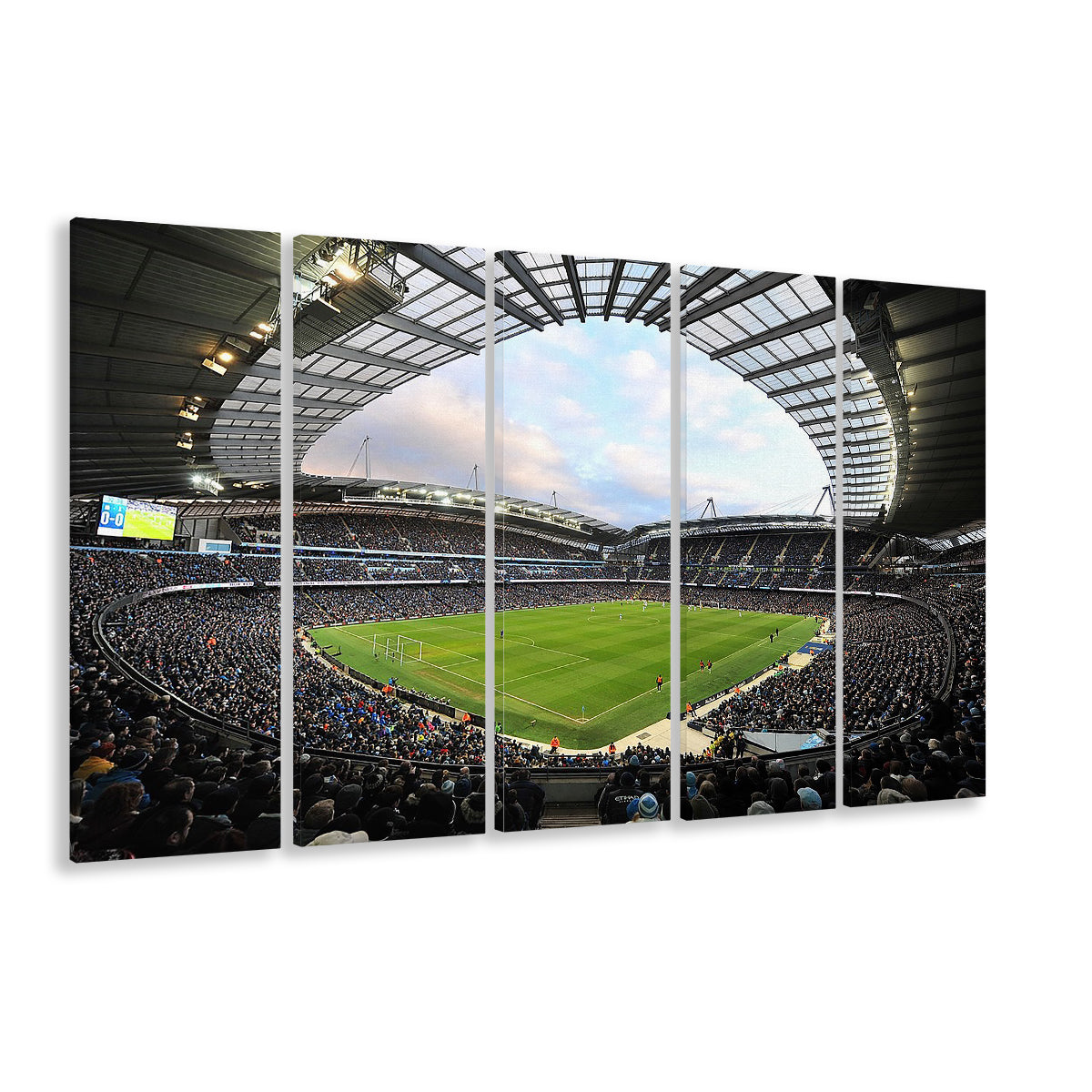 City of Manchester Stadium, Stadium Canvas, Sport Art, 5 Panel B, Extra Large Canvas, Canvas Print Wall Art