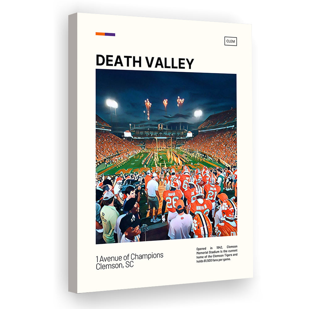 Clemson Death Valley Print, Clemson Tigers Stadium Canvas Art, Fan Gifts, Sport Art, Canvas Print Wall Art