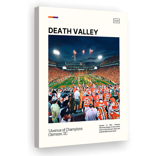Clemson Death Valley Print, Clemson Tigers Stadium Canvas Art, Fan Gifts, Sport Art, Canvas Print Wall Art