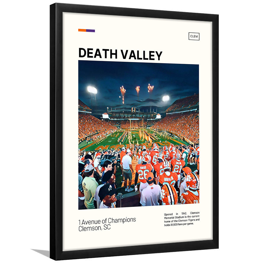 Clemson Death Valley Print, Clemson Tigers Stadium Art, Gifts for him, Sport Art, Framed Art Print Wall Decor