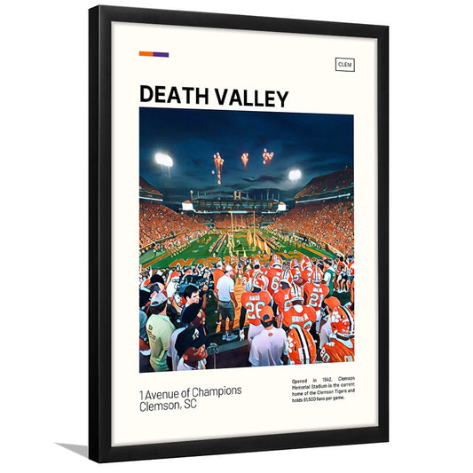 Clemson Death Valley Print, Clemson Tigers Stadium Art, Gifts for him, Sport Art, Framed Art Print Wall Decor