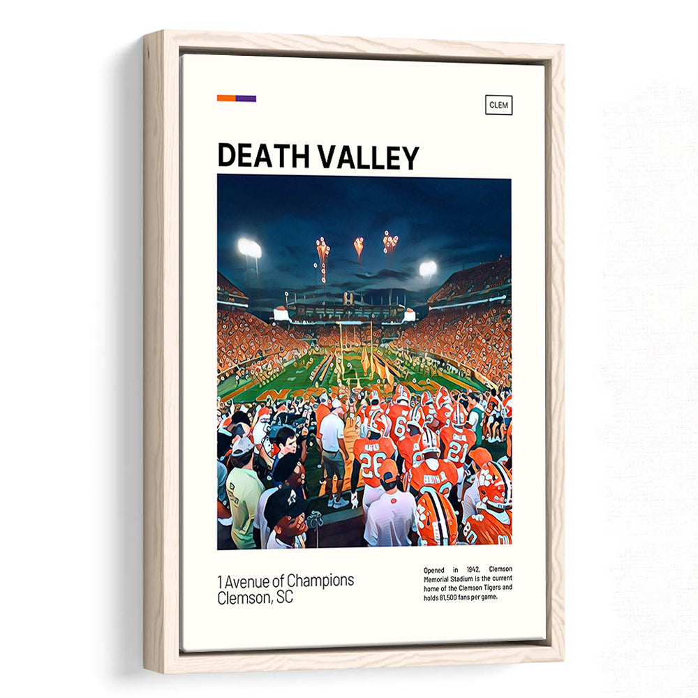 Clemson Death Valley Print, Clemson Tigers Stadium Canvas Art, Man Cave Gift, Floating Framed Canvas Print Wall Art