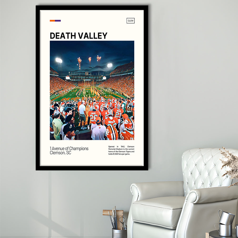 Clemson Death Valley Print, Clemson Tigers Stadium Art, Gifts for him, Sport Art, Framed Art Print Wall Decor