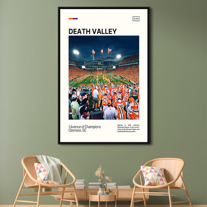 Clemson Death Valley Print, Clemson Tigers Stadium Canvas Art, Man Cave Gift, Floating Framed Canvas Print Wall Art