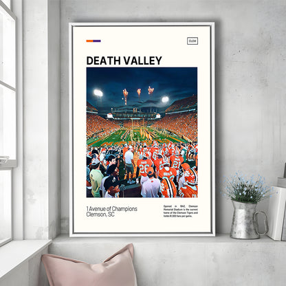 Clemson Death Valley Print, Clemson Tigers Stadium Canvas Art, Man Cave Gift, Floating Framed Canvas Print Wall Art