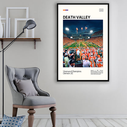 Clemson Death Valley Print, Clemson Tigers Stadium Canvas Art, Man Cave Gift, Floating Framed Canvas Print Wall Art