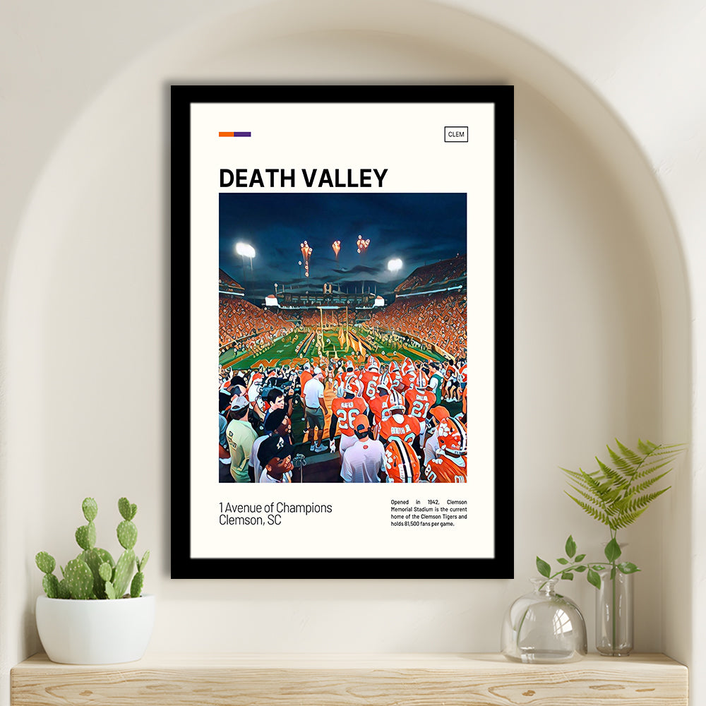 Clemson Death Valley Print, Clemson Tigers Stadium Art, Gifts for him, Sport Art, Framed Art Print Wall Decor