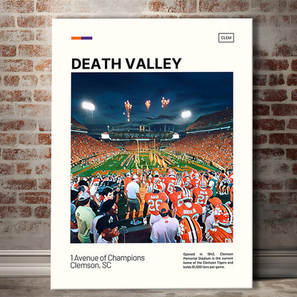 Clemson Death Valley Print, Clemson Tigers Stadium Canvas Art, Fan Gifts, Sport Art, Canvas Print Wall Art