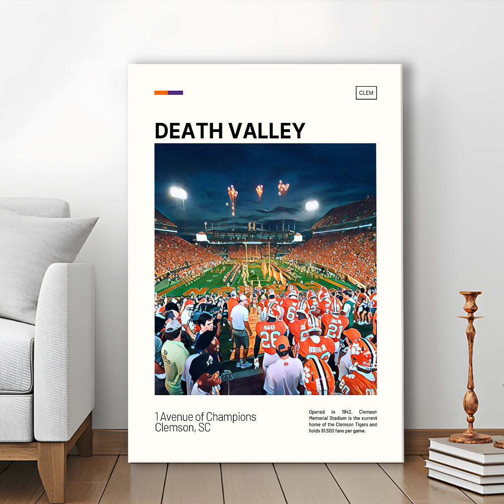 Clemson Death Valley Print, Clemson Tigers Stadium Canvas Art, Fan Gifts, Sport Art, Canvas Print Wall Art