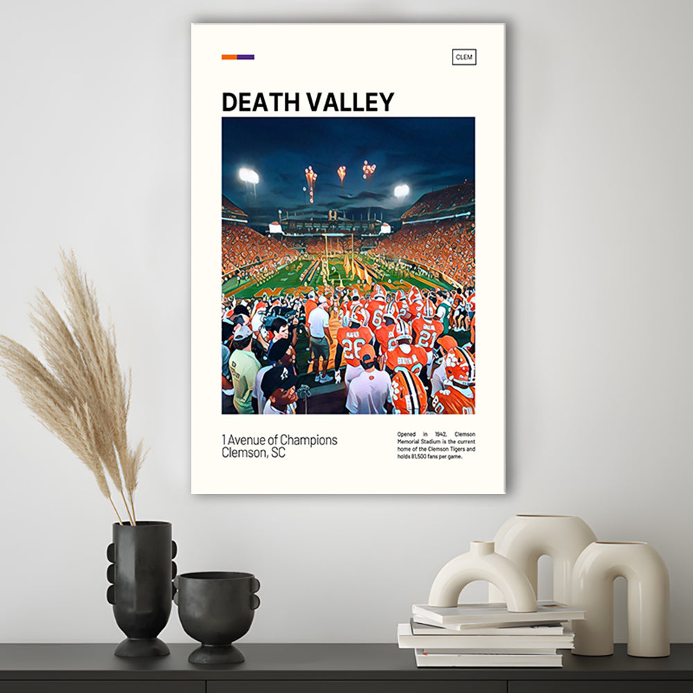 Clemson Death Valley Print, Clemson Tigers Stadium Canvas Art, Fan Gifts, Sport Art, Canvas Print Wall Art