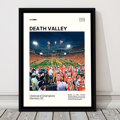 Clemson Death Valley Print, Clemson Tigers Stadium Canvas Art, Man Cave Gift, Floating Framed Canvas Print Wall Art