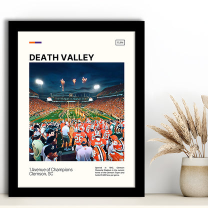 Clemson Death Valley Print, Clemson Tigers Stadium Art, Gifts for him, Sport Art, Framed Art Print Wall Decor
