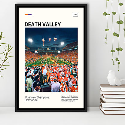 Clemson Death Valley Print, Clemson Tigers Stadium Canvas Art, Man Cave Gift, Floating Framed Canvas Print Wall Art