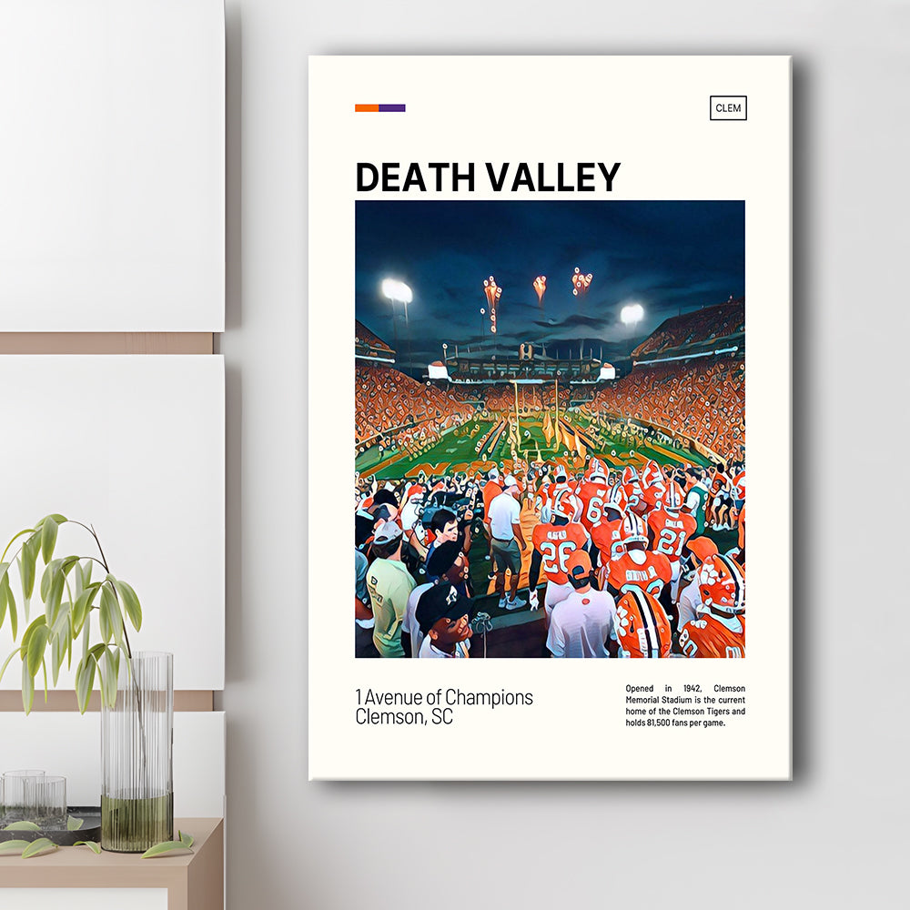 Clemson Death Valley Print, Clemson Tigers Stadium Canvas Art, Fan Gifts, Sport Art, Canvas Print Wall Art