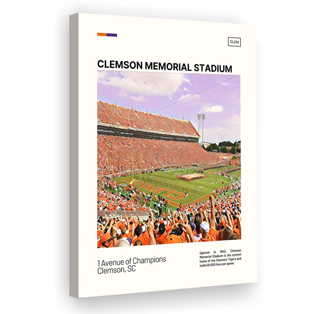Clemson Memorial Stadium Print, Clemson Tigers Stadium Canvas Art, Fan Gifts, Sport Art, Canvas Print Wall Art