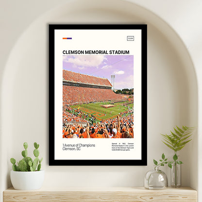 Clemson Memorial Stadium Print, Clemson Tigers Stadium Art, Gifts for him, Sport Art, Framed Art Print Wall Decor
