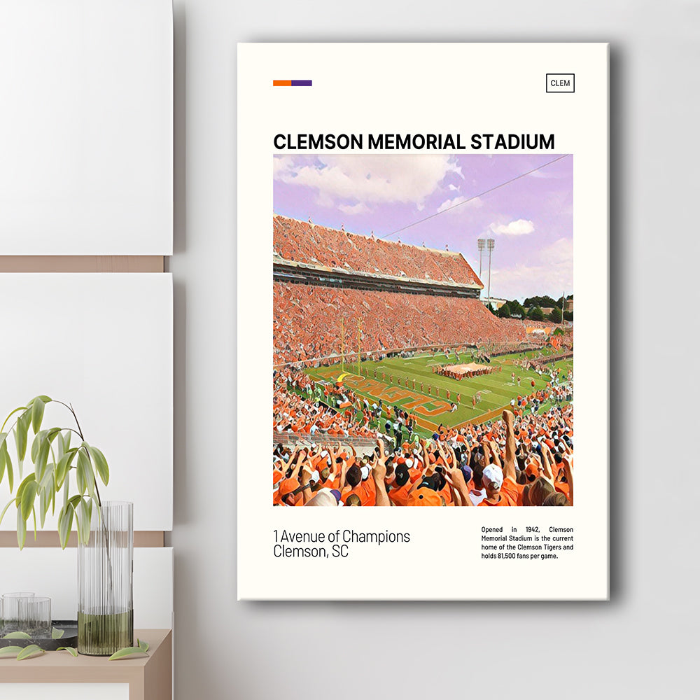 Clemson Memorial Stadium Print, Clemson Tigers Stadium Canvas Art, Fan Gifts, Sport Art, Canvas Print Wall Art