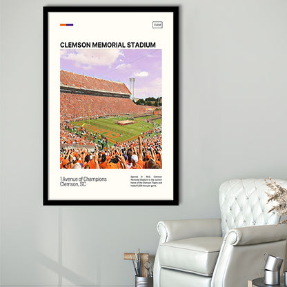 Clemson Memorial Stadium Print, Clemson Tigers Stadium Art, Gifts for him, Sport Art, Framed Art Print Wall Decor
