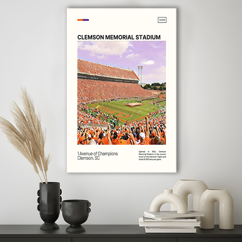 Clemson Memorial Stadium Print, Clemson Tigers Stadium Canvas Art, Fan Gifts, Sport Art, Canvas Print Wall Art