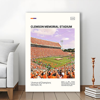Clemson Memorial Stadium Print, Clemson Tigers Stadium Canvas Art, Fan Gifts, Sport Art, Canvas Print Wall Art