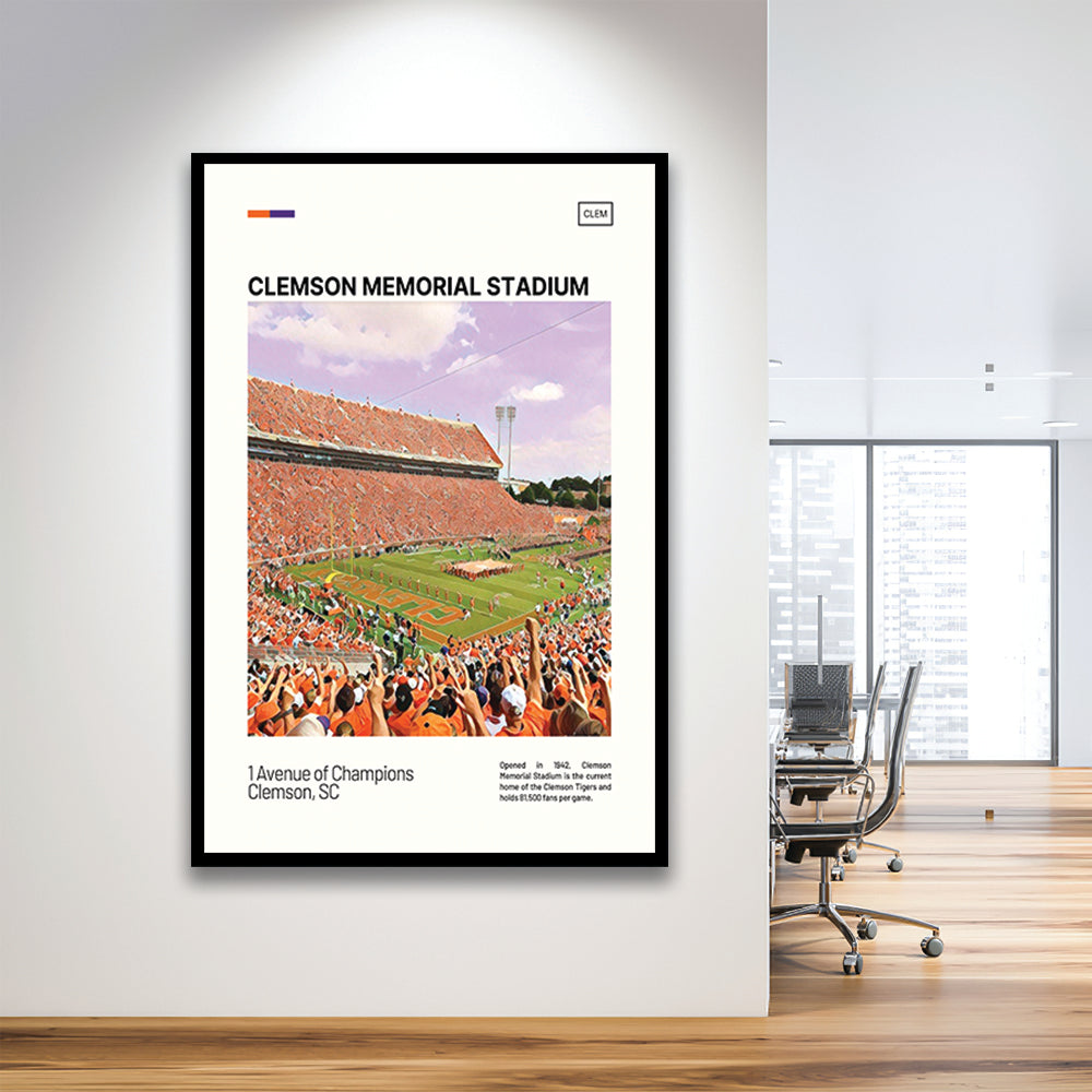 Clemson Memorial Stadium Print, Clemson Tigers Stadium Art, Gifts for him, Sport Art, Framed Art Print Wall Decor