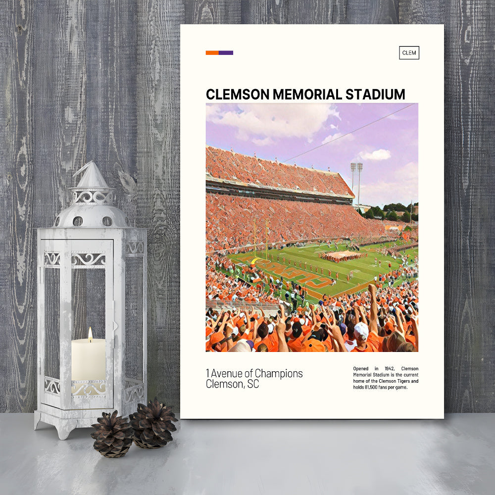 Clemson Memorial Stadium Print, Clemson Tigers Stadium Canvas Art, Fan Gifts, Sport Art, Canvas Print Wall Art