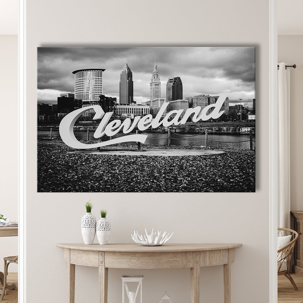 Cleveland Art Print, Black and White Vintage Photography, Cleveland Wall Art, Canvas Print Wall Art Decor