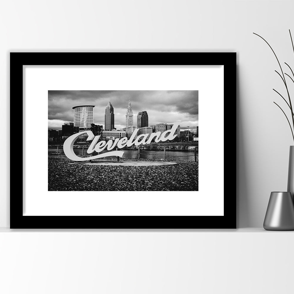 Cleveland Art Print, Black and White Vintage Photography, Cleveland Wall Art, Framed Art Print White Border Wall Decor