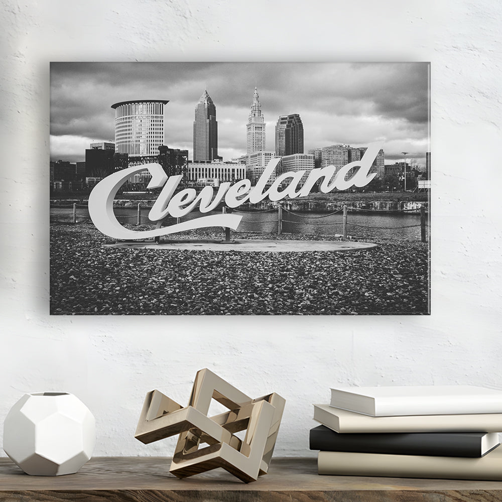 Cleveland Art Print, Black and White Vintage Photography, Cleveland Wall Art, Canvas Print Wall Art Decor