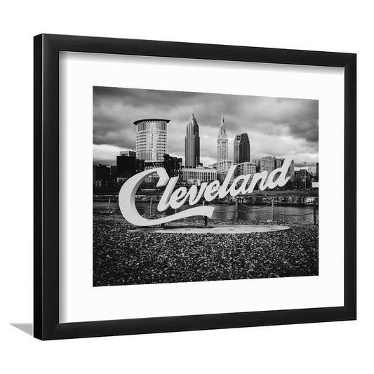 Cleveland Art Print, Black and White Vintage Photography, Cleveland Wall Art, Framed Art Print White Border Wall Decor