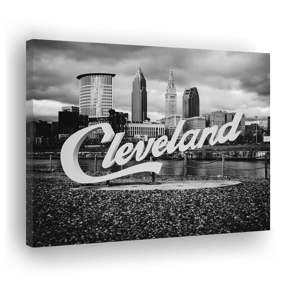 Cleveland Art Print, Black and White Vintage Photography, Cleveland Wall Art, Canvas Print Wall Art Decor