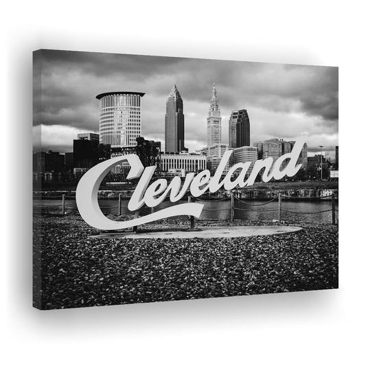 Cleveland Art Print, Black and White Vintage Photography, Cleveland Wall Art, Canvas Print Wall Art Decor