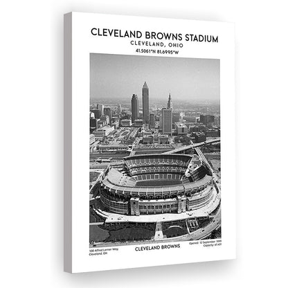 Cleveland Browns Stadium Black And White, Football Stadium Wall Art Print, Fan Gifts, Canvas Prints Wall Art, Man Cave Decor