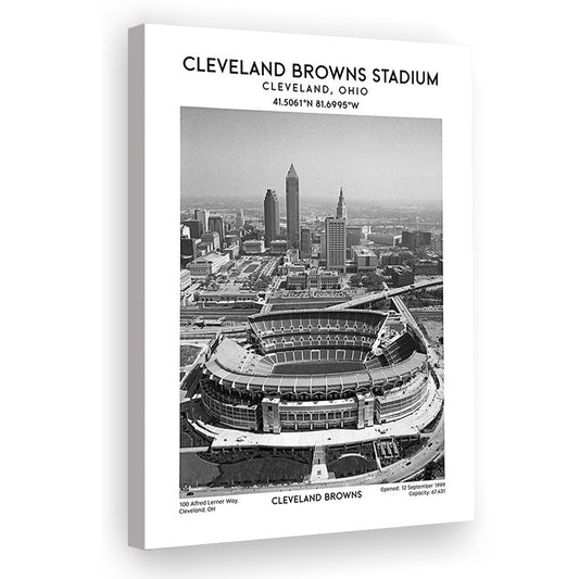 Cleveland Browns Stadium Black And White, Football Stadium Wall Art Print, Fan Gifts, Canvas Prints Wall Art, Man Cave Decor