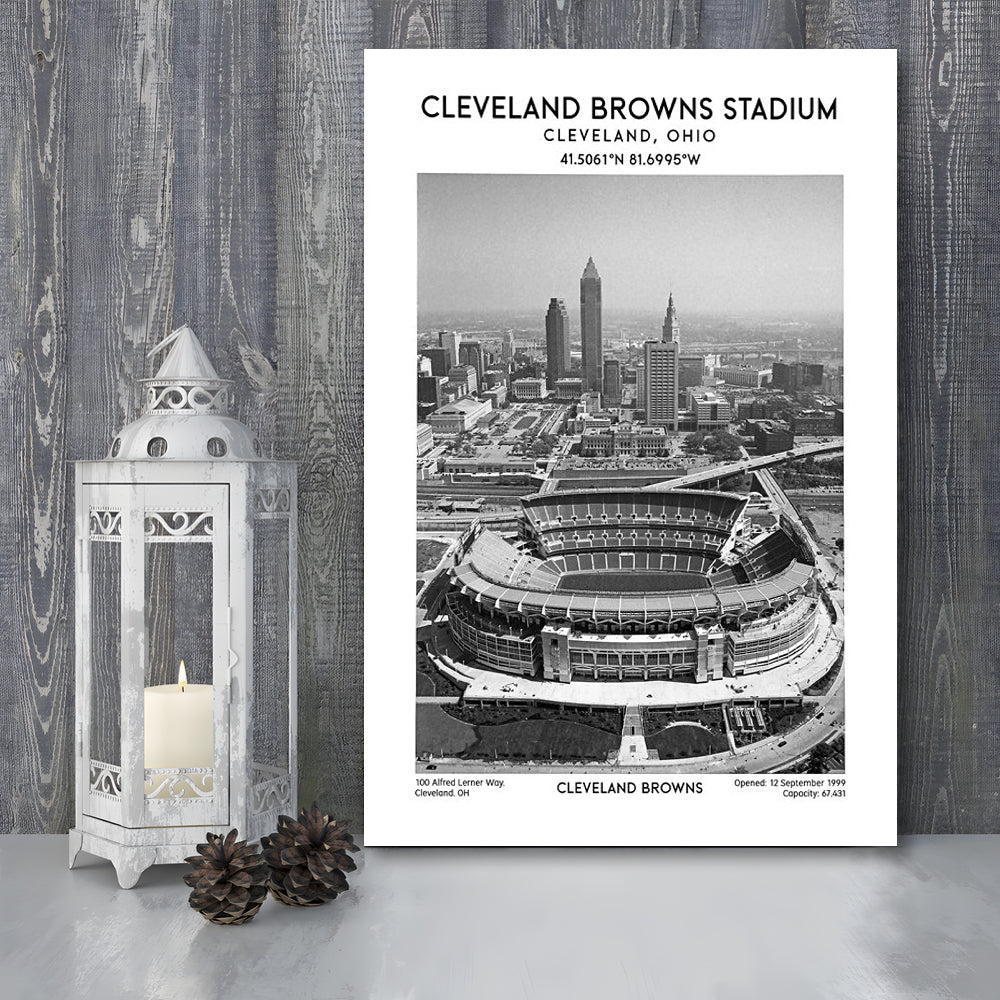 Cleveland Browns Stadium Black And White, Football Stadium Wall Art Print, Fan Gifts, Canvas Prints Wall Art, Man Cave Decor