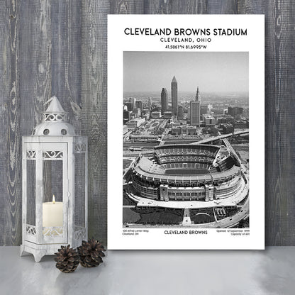 Cleveland Browns Stadium Black And White, Football Stadium Wall Art Print, Fan Gifts, Canvas Prints Wall Art, Man Cave Decor