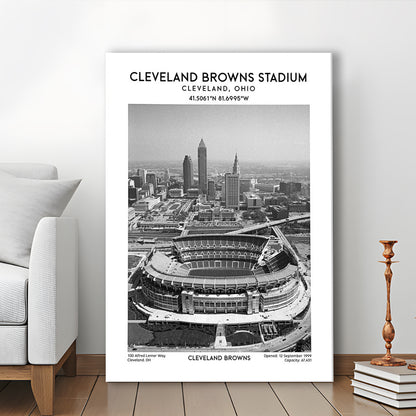 Cleveland Browns Stadium Black And White, Football Stadium Wall Art Print, Fan Gifts, Canvas Prints Wall Art, Man Cave Decor
