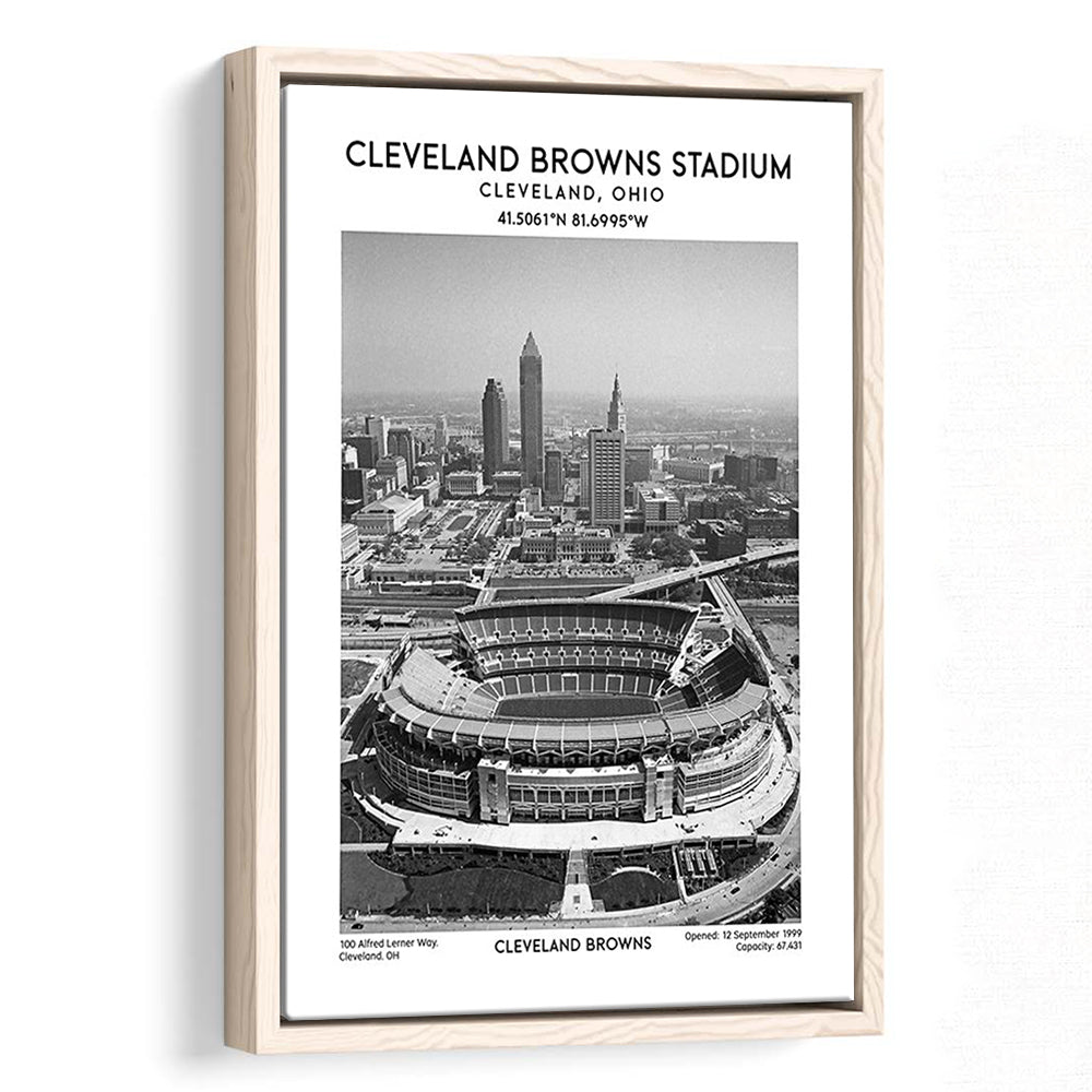 Cleveland Browns Stadium Black And White, Football Stadium Wall Art Print, Fan Gifts, Framed Canvas Prints Wall Art