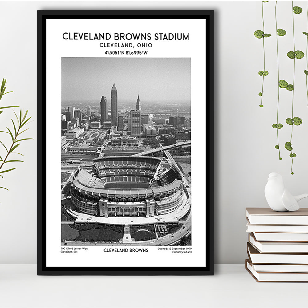 Cleveland Browns Stadium Black And White, Football Stadium Wall Art Print, Fan Gifts, Framed Canvas Prints Wall Art