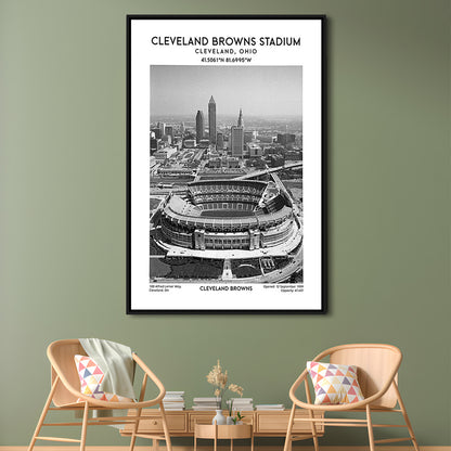 Cleveland Browns Stadium Black And White, Football Stadium Wall Art Print, Fan Gifts, Framed Canvas Prints Wall Art