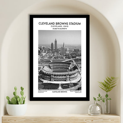 Cleveland Browns Stadium Black And White, Football Stadium Wall Art Print, Fan Gifts, Framed Art Prints Wall Decor