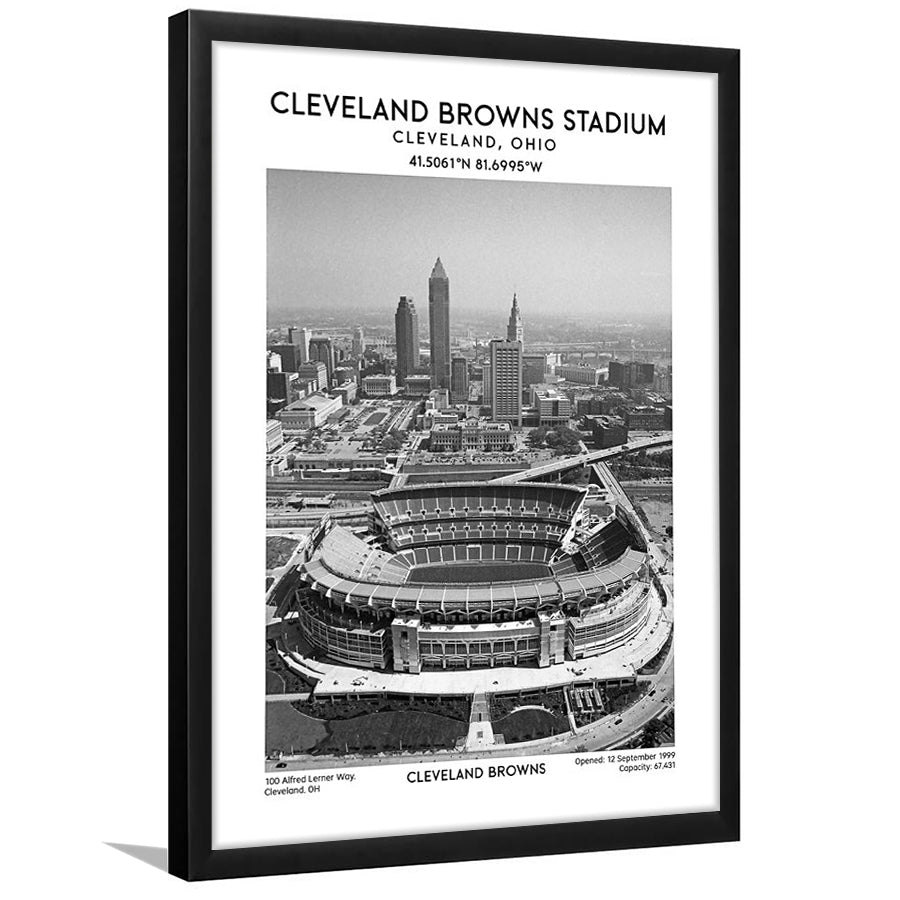 Cleveland Browns Stadium Black And White, Football Stadium Wall Art Print, Fan Gifts, Framed Art Prints Wall Decor