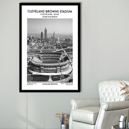 Cleveland Browns Stadium Black And White, Football Stadium Wall Art Print, Fan Gifts, Framed Art Prints Wall Decor