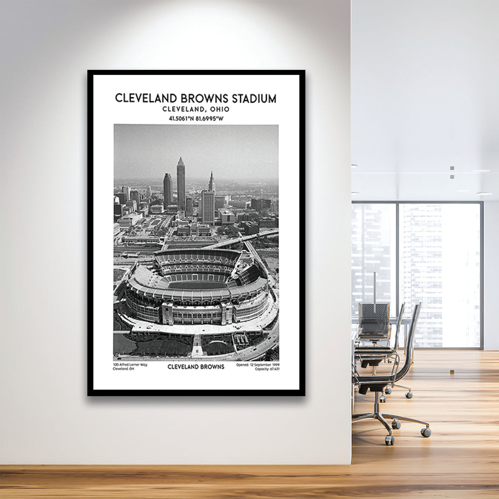Cleveland Browns Stadium Black And White, Football Stadium Wall Art Print, Fan Gifts, Framed Art Prints Wall Decor