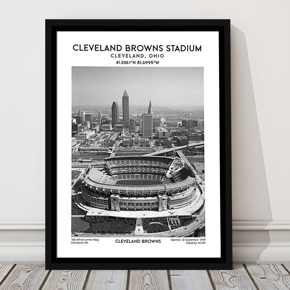 Cleveland Browns Stadium Black And White, Football Stadium Wall Art Print, Fan Gifts, Framed Canvas Prints Wall Art